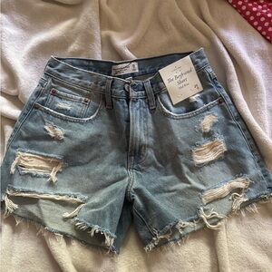 Abercrombie & Fitch Blue Jean Shorts Distressed High-Waisted